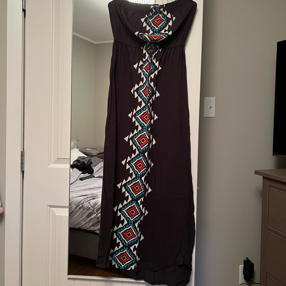 Billabong Tribal Print Strapless Maxi Dress
